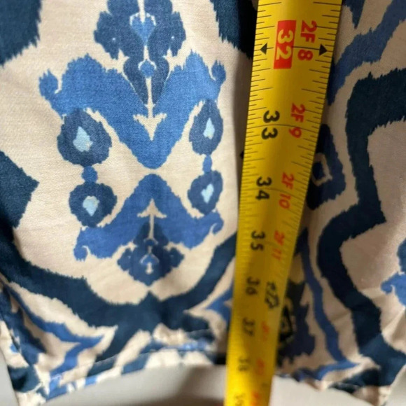 Zara Womens Bloggers Favorite Satin Printed Pants Blue Size Medium - Picture 5 of 13